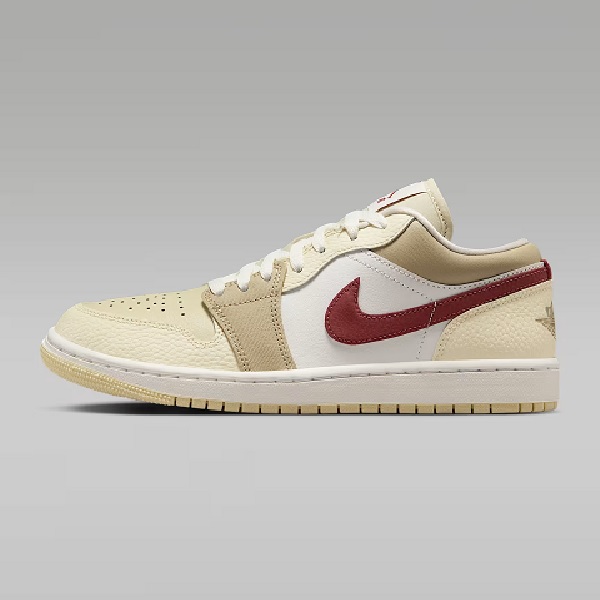 Tenis Air Jordan 1 Low Beige/rojo Mujer Tallas #22.5 al #26