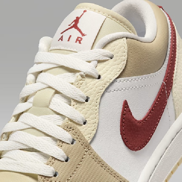 Tenis Air Jordan 1 Low Beige/rojo Mujer Tallas #22.5 al #26