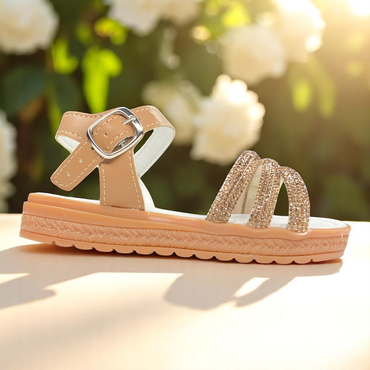 Huaraches Infantiles Dorados, Cómodos y Elegantes para Niña