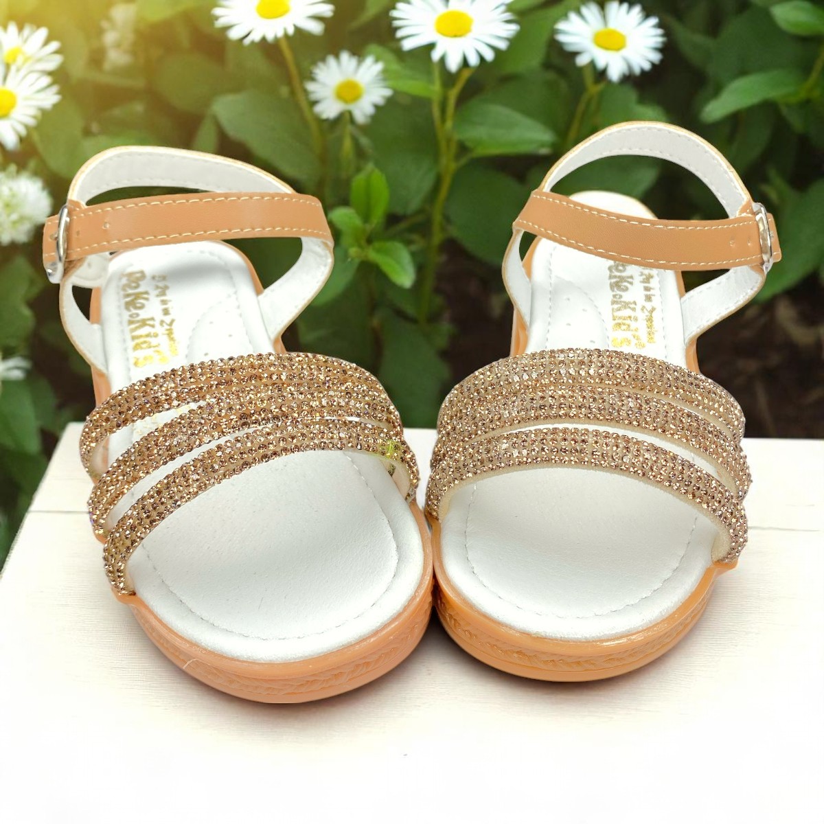 Huaraches Infantiles Dorados, Cómodos y Elegantes para Niña