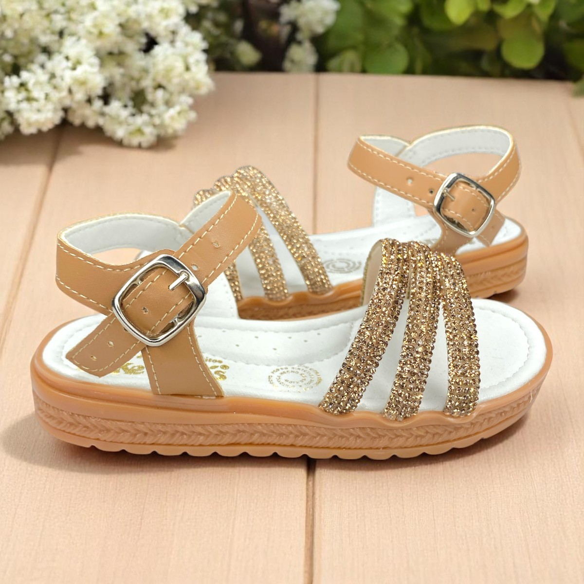 Huaraches Infantiles Dorados, Cómodos y Elegantes para Niña