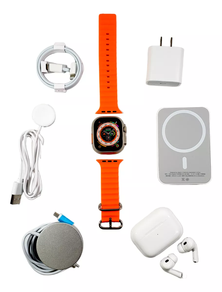 Kit 6 En 1 Mxpro Smartwatch Más Accesorios Naranja