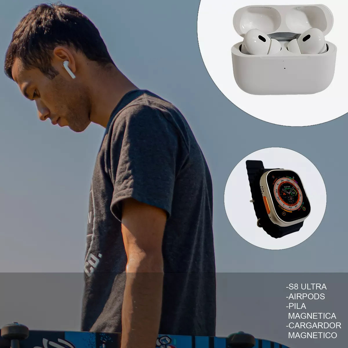 Kit 6 En 1 Mxpro Smartwatch Más Accesorios Naranja