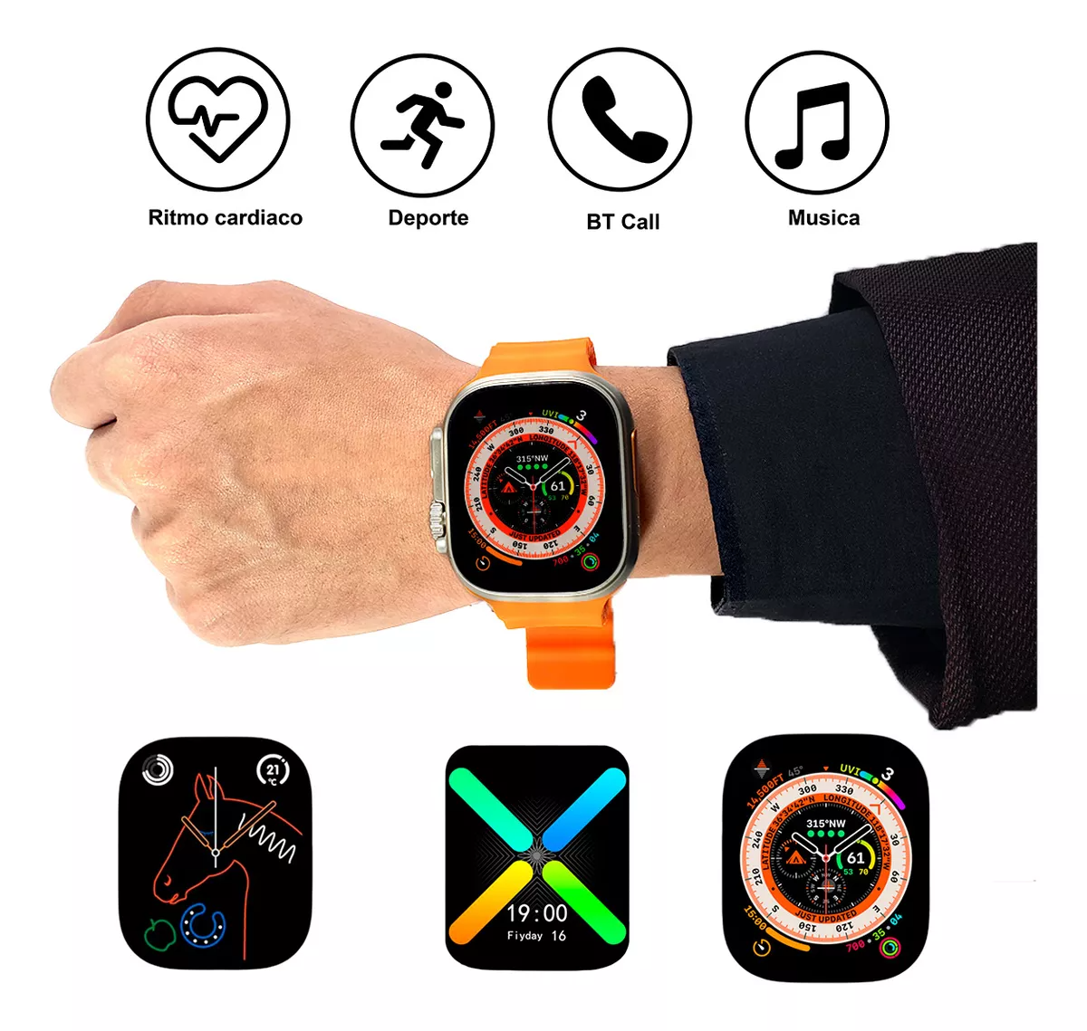 Kit 6 En 1 Mxpro Smartwatch Más Accesorios Naranja