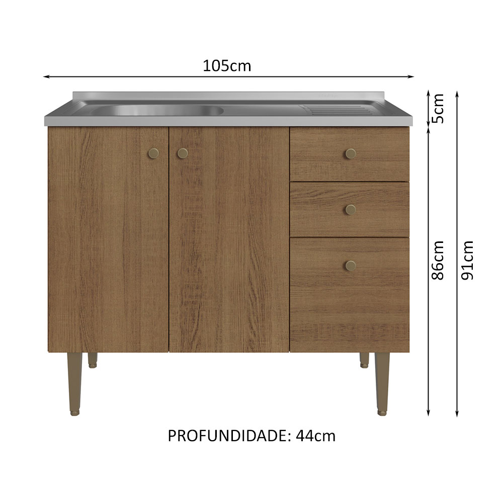 Alacena Gabinete Bajo Cocina Madesa Gourmet 105 Con Tarja MM