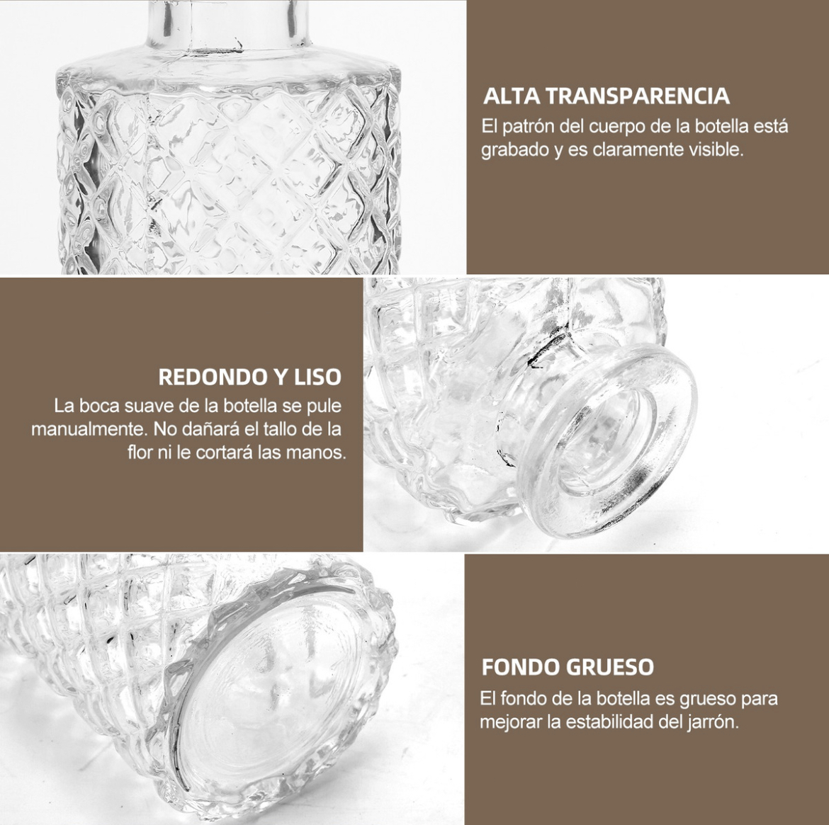 Juego De 12 Floreros Jarrones De Vidrio Cristal Transparente