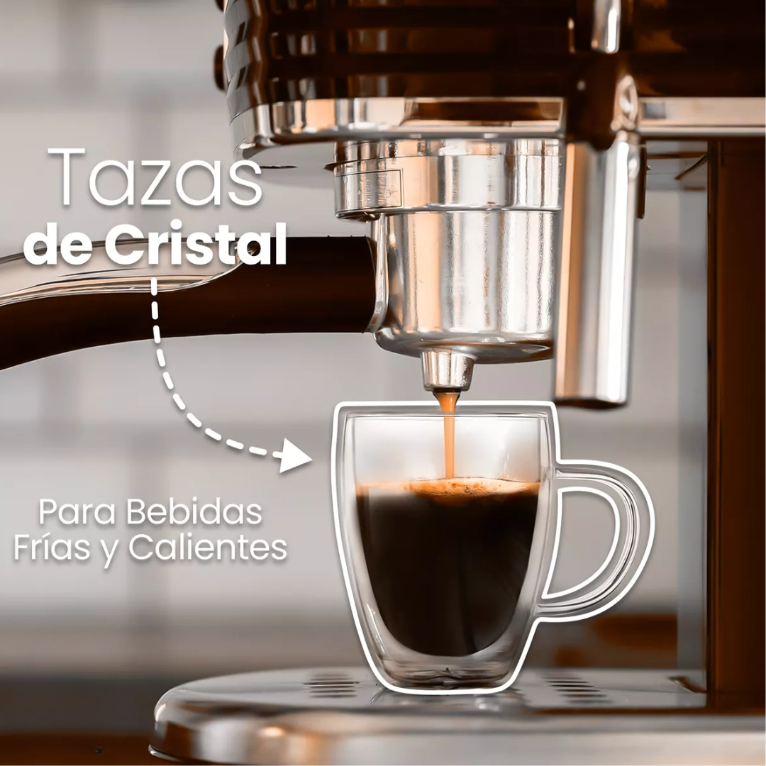 Juego De 4 Tazas Vidrio Cristal 2 De 250 Ml 2 De 350 Ml Cafe
