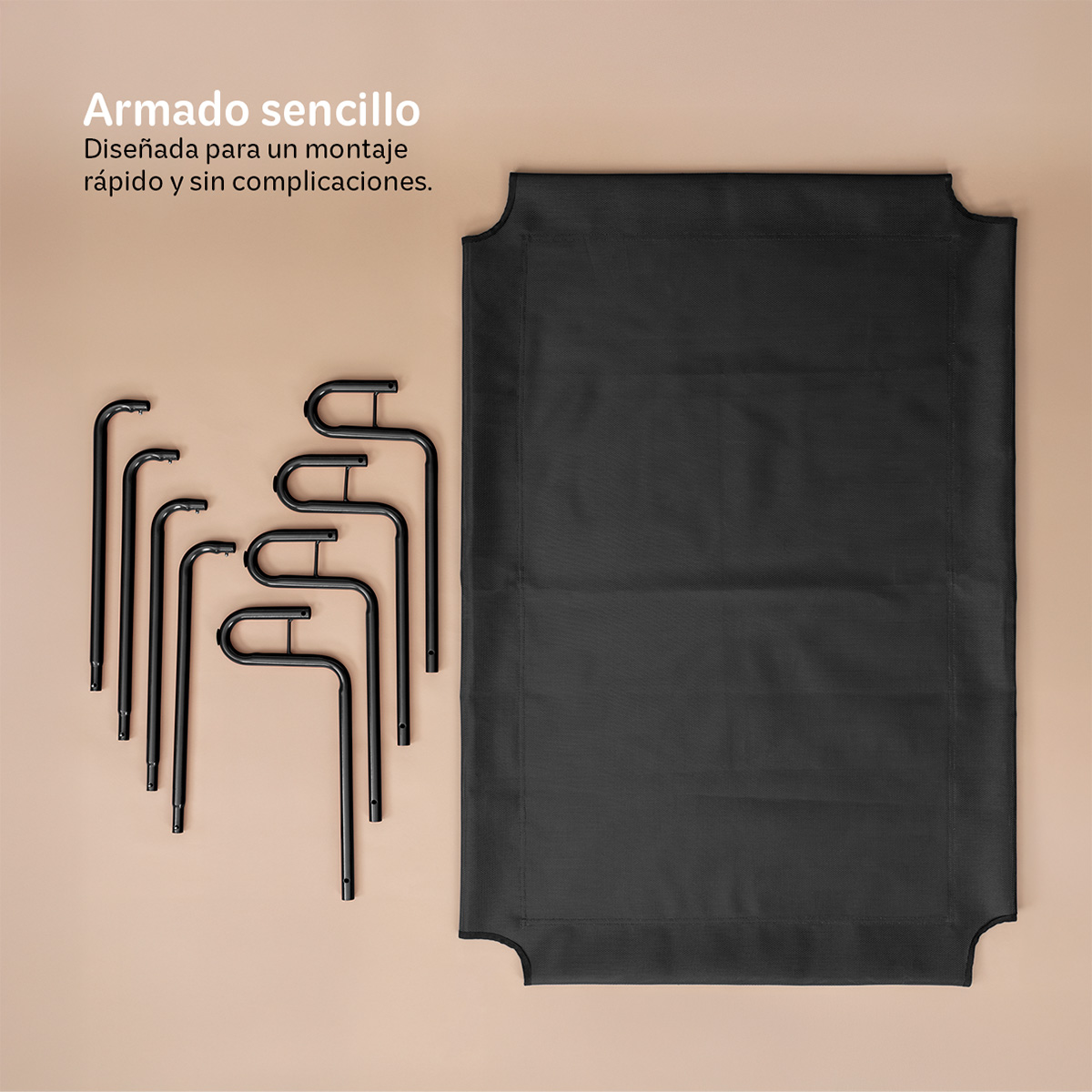 Cama Elevada para Perro Chico con Malla Transpirable ideal en Calor, Catre de Mascotas para Interior y Exterior Color Negro. ESQUIMAL