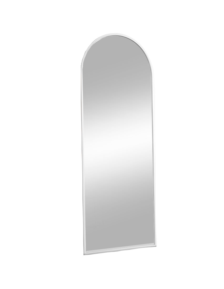 Espejo Curvo de Cuerpo Completo con Soporte y Marco de Aluminio, Blanco Bluelander