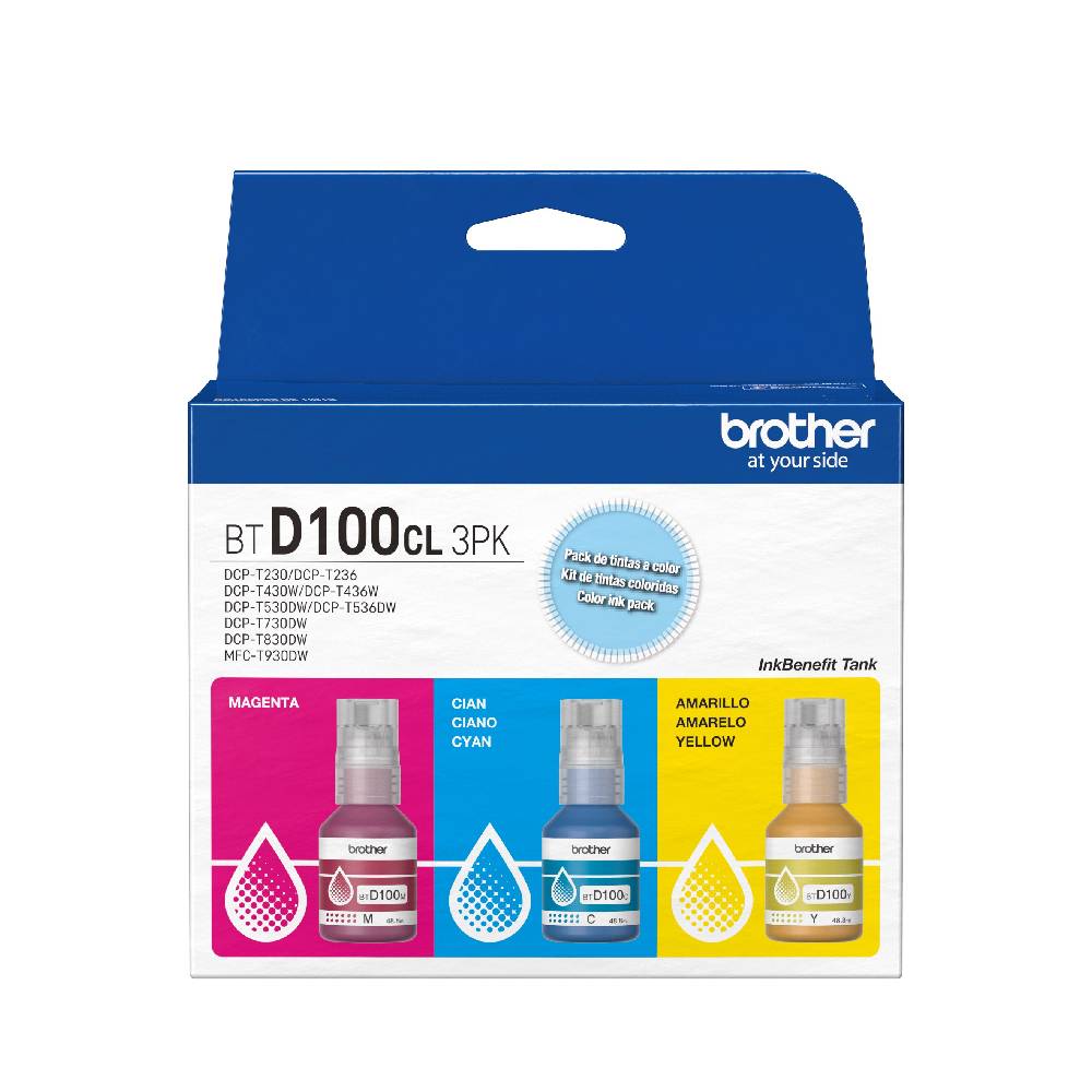 Kit 3 Tintas Color Brother BTD100CL3PK C/M/A Ultra Rendimiento