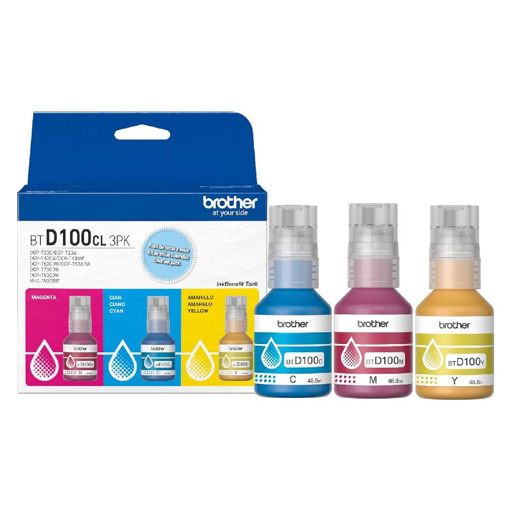 Kit 3 Tintas Color Brother BTD100CL3PK C/M/A Ultra Rendimiento