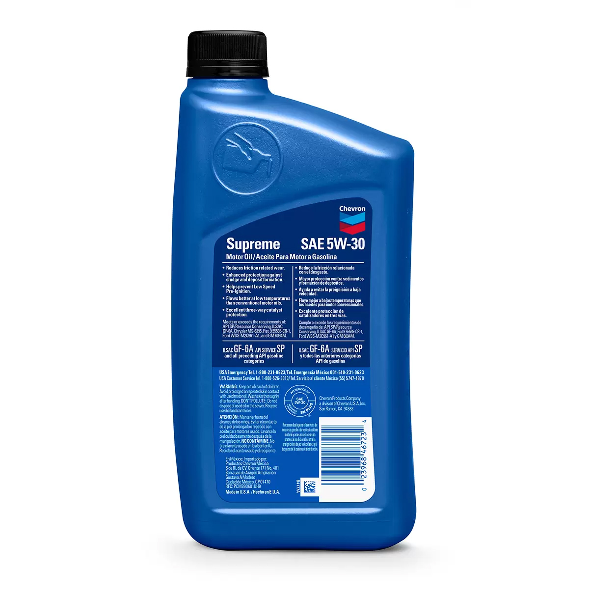 Aceite Para Motor A Gasolina Chevron Supreme 5w-30 12pz