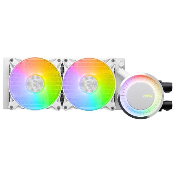 VENTILADOR P/CPU MSI (MAG CORELIQUID E240 WHITE) ARGB, ENFRIAMIENTO LIQUIDO, 2 FAN, 240MM, BLANCO