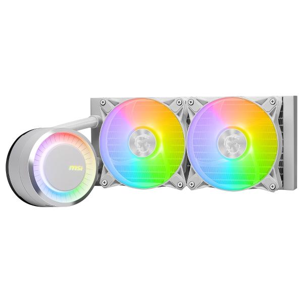 VENTILADOR P/CPU MSI (MAG CORELIQUID E240 WHITE) ARGB, ENFRIAMIENTO LIQUIDO, 2 FAN, 240MM, BLANCO