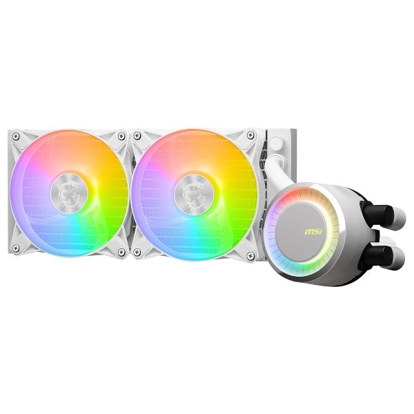 VENTILADOR P/CPU MSI (MAG CORELIQUID E240 WHITE) ARGB, ENFRIAMIENTO LIQUIDO, 2 FAN, 240MM, BLANCO