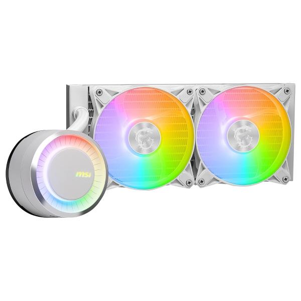 VENTILADOR P/CPU MSI (MAG CORELIQUID E240 WHITE) ARGB, ENFRIAMIENTO LIQUIDO, 2 FAN, 240MM, BLANCO