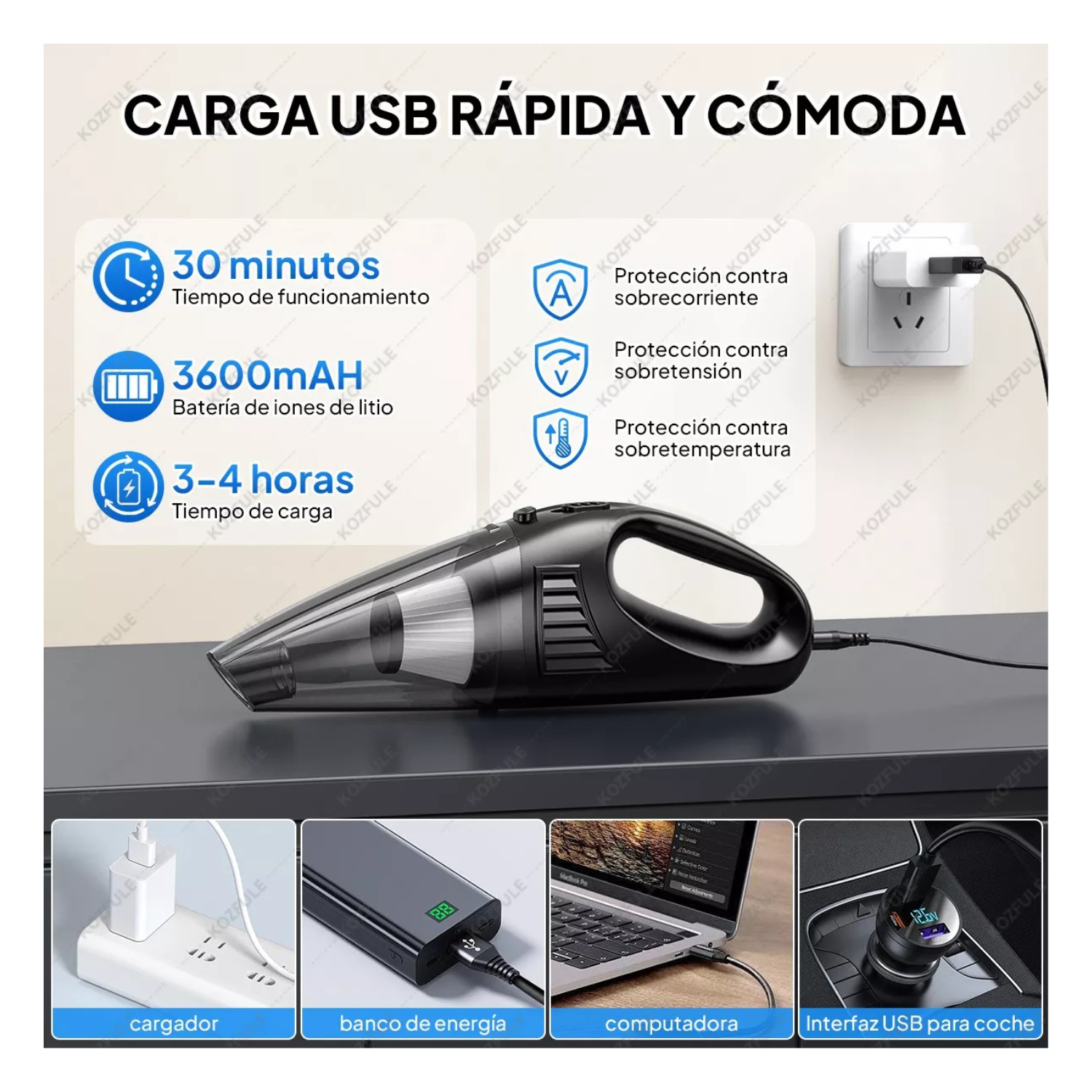 Aspiradora de Mano Portátil Inalámbrica para Auto y Hogar - Potente y Compacta 