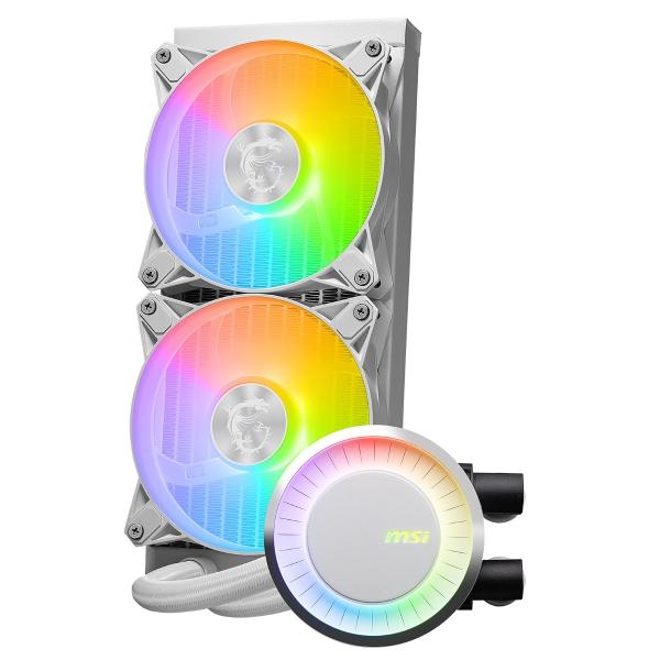 VENTILADOR P/CPU MSI (MAG CORELIQUID E240 WHITE) ARGB, ENFRIAMIENTO LIQUIDO, 2 FAN, 240MM, BLANCO
