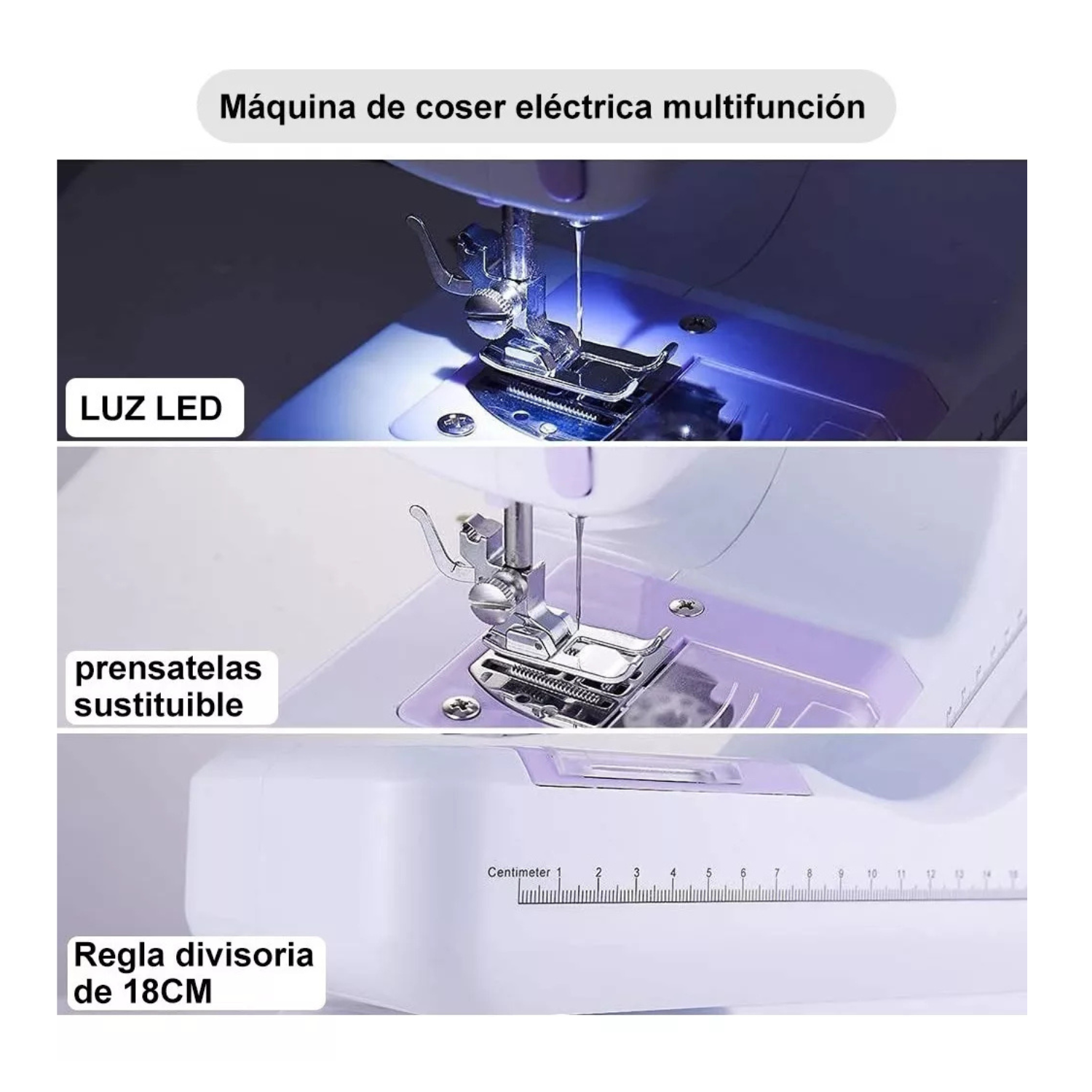 Máquina de Coser Eléctrica Portátil 115 Piezas - Set Completo para el Hogar, Color Blanco