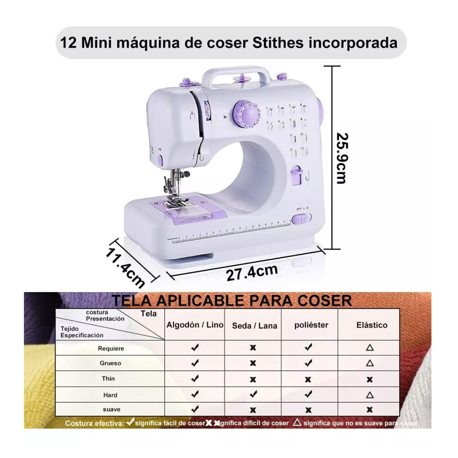 Máquina de Coser Eléctrica Portátil 115 Piezas - Set Completo para el Hogar, Color Blanco