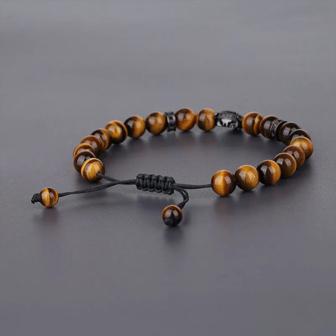 Pulsera de Jaguar de Piedra Natural Café para Caballero