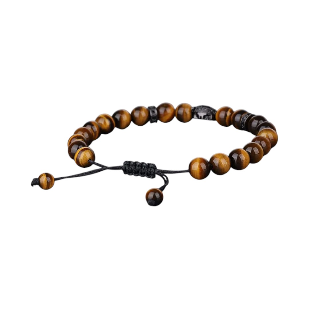 Pulsera de Jaguar de Piedra Natural Café para Caballero