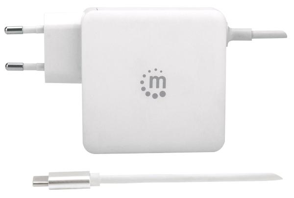 Cargador de energía PD con cable USB C integrado 60 W Manhattan.