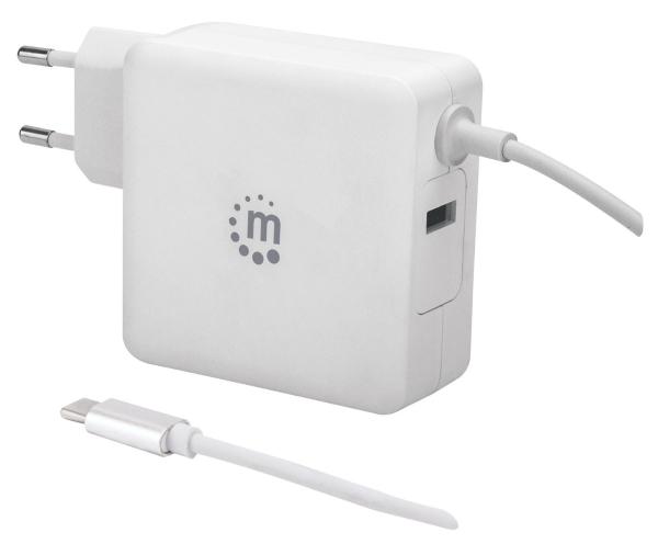 Cargador de energía PD con cable USB C integrado 60 W Manhattan.