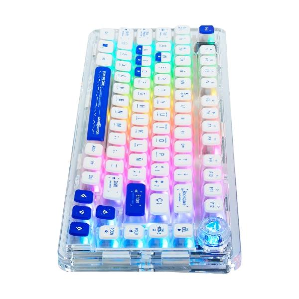 Game Factor TECLADO GASKET MECÁNICO GAME FACTOR 75%, LCD, BT, 2.4G, USB-C TECLAS PUDDING (KBG800)