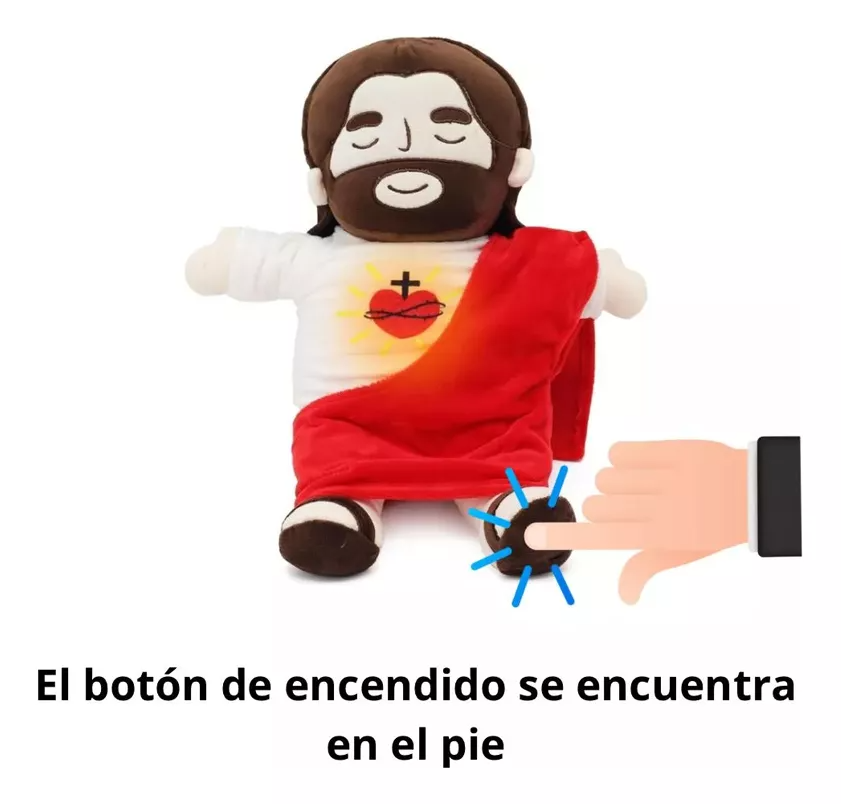 Peluche Jesus Jesucristo Animado Que Respira Luz Y Sonido