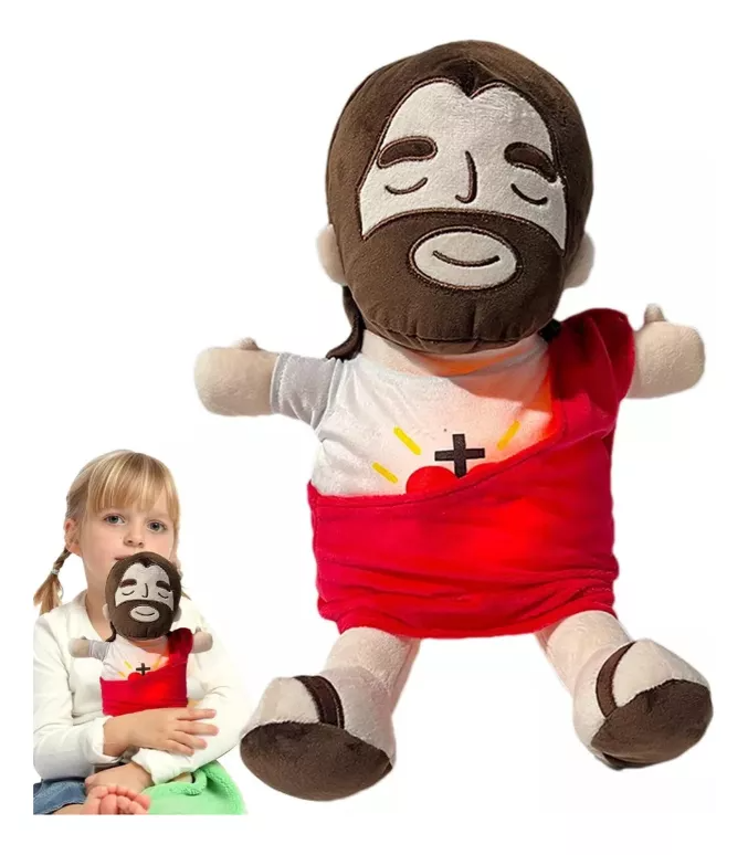 Peluche Jesus Jesucristo Animado Que Respira Luz Y Sonido