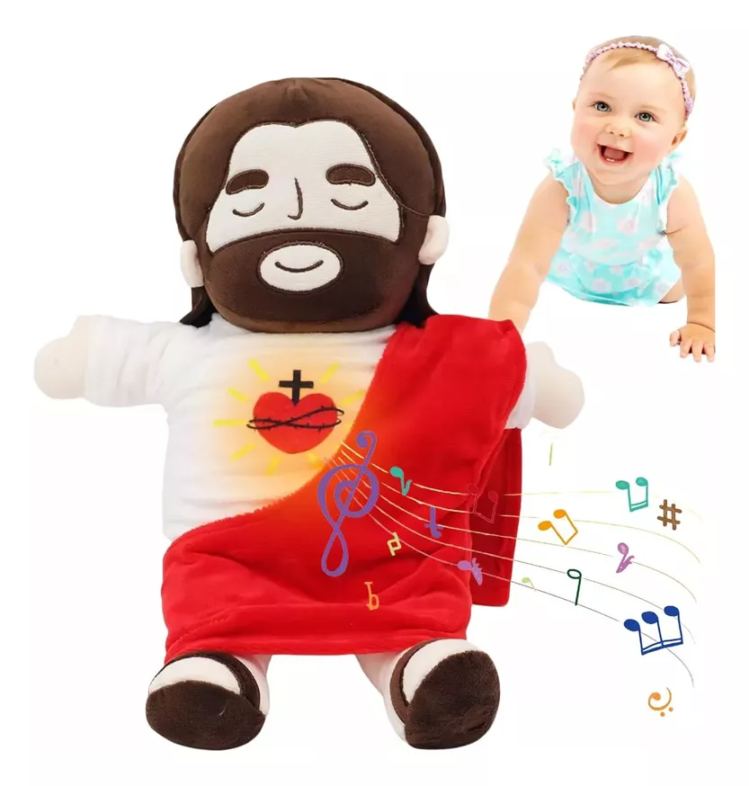 Peluche Jesus Jesucristo Animado Que Respira Luz Y Sonido