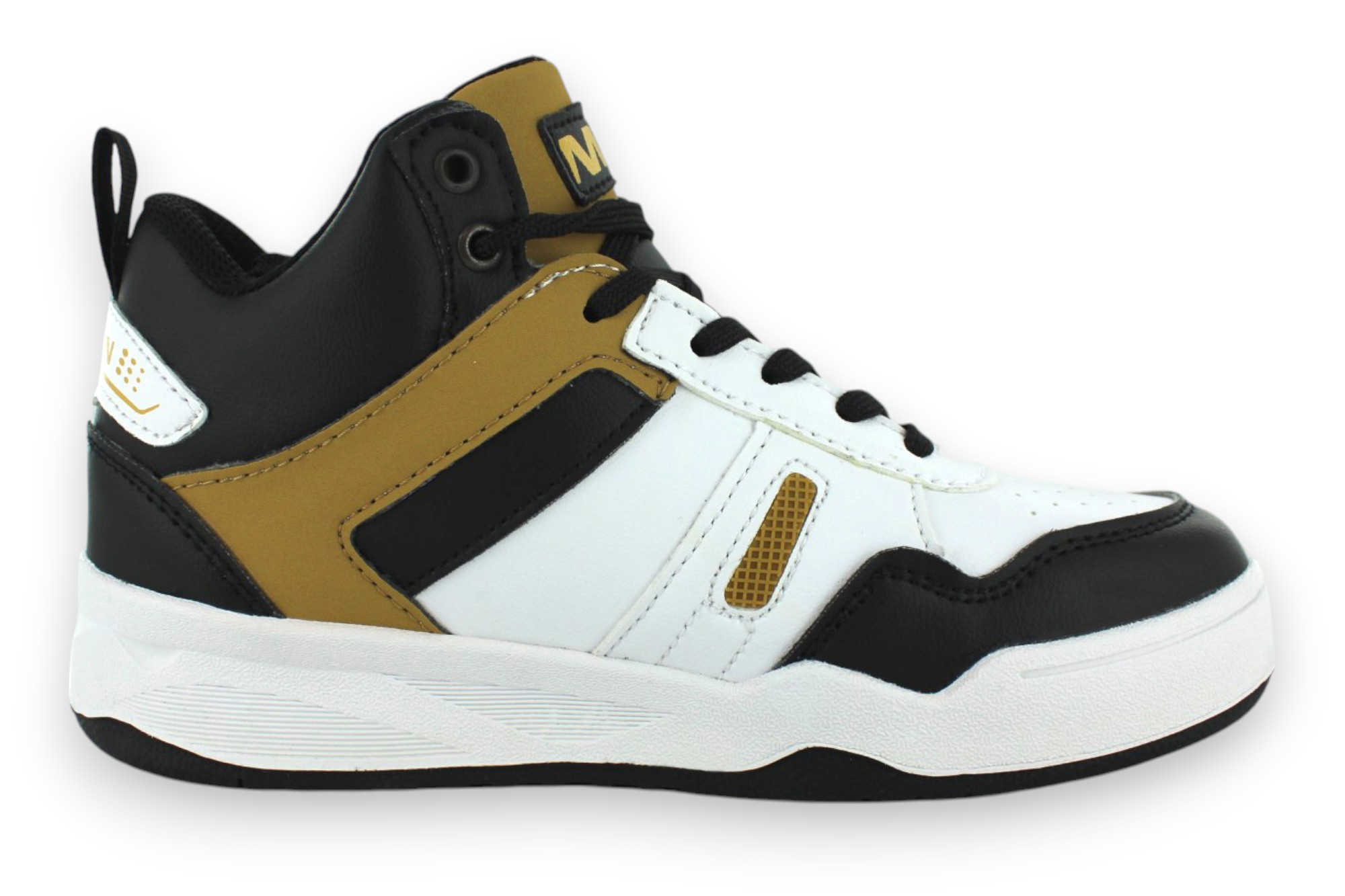 Tenis Casual Blanco Negro Mostaza Infantil Dowen Newk