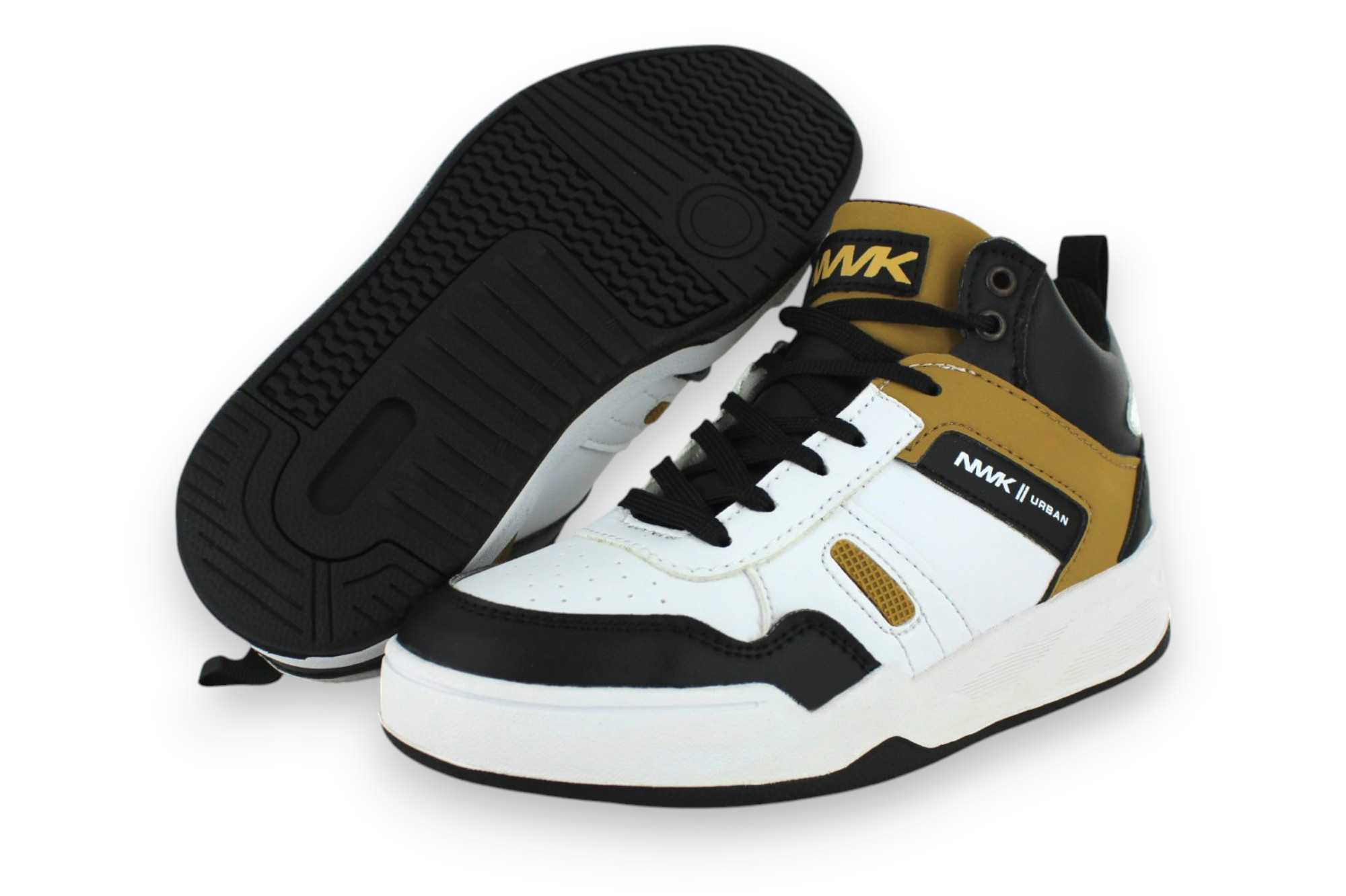 Tenis Casual Blanco Negro Mostaza Infantil Dowen Newk