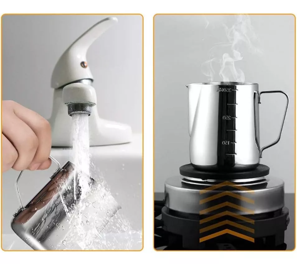 Jarra Espumador De Leche Cafe Latte Acero Inoxidable 1000ml Color Plateado