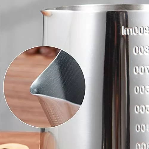 Jarra Espumador De Leche Cafe Latte Acero Inoxidable 1000ml Color Plateado