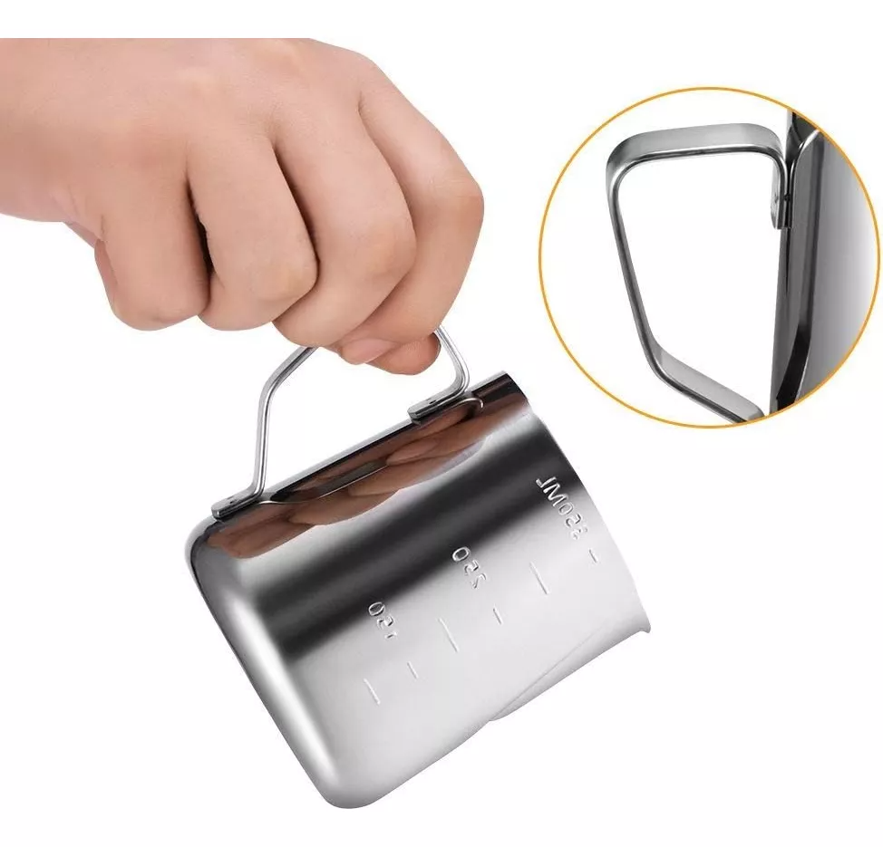 Jarra Espumador De Leche Cafe Latte Acero Inoxidable 1000ml Color Plateado