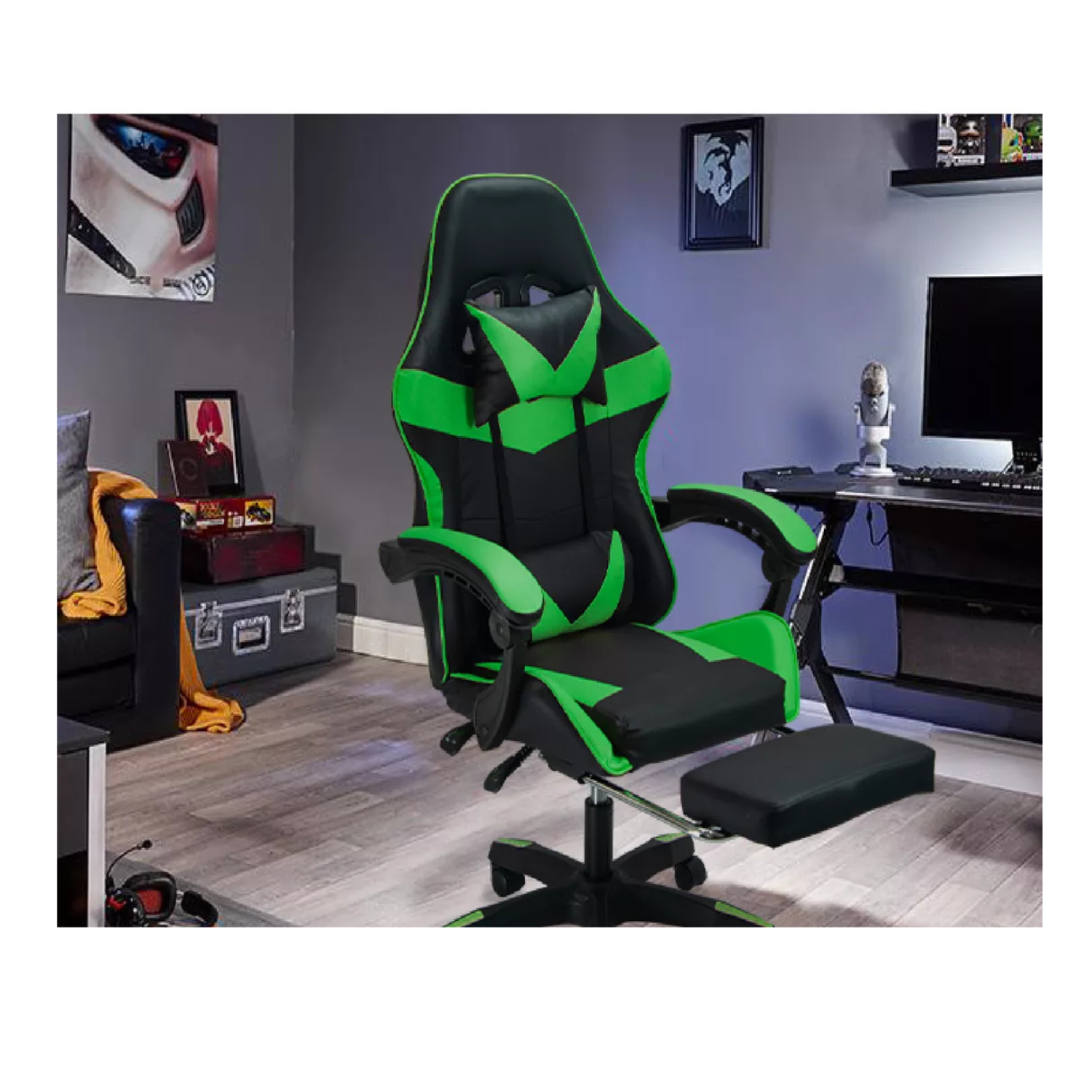 Silla Gamer Reclinable con Reposapiés Ergonómico