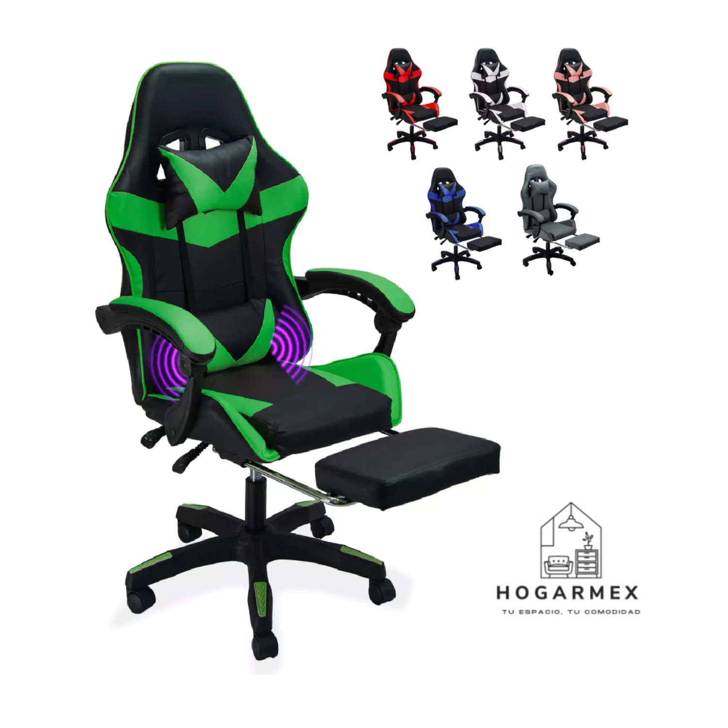 Silla Gamer Reclinable con Reposapiés Ergonómico