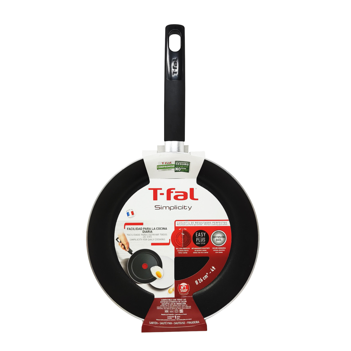 Sartén 26 Cm Antiadherente Simplicity Negro T-fal B5750582