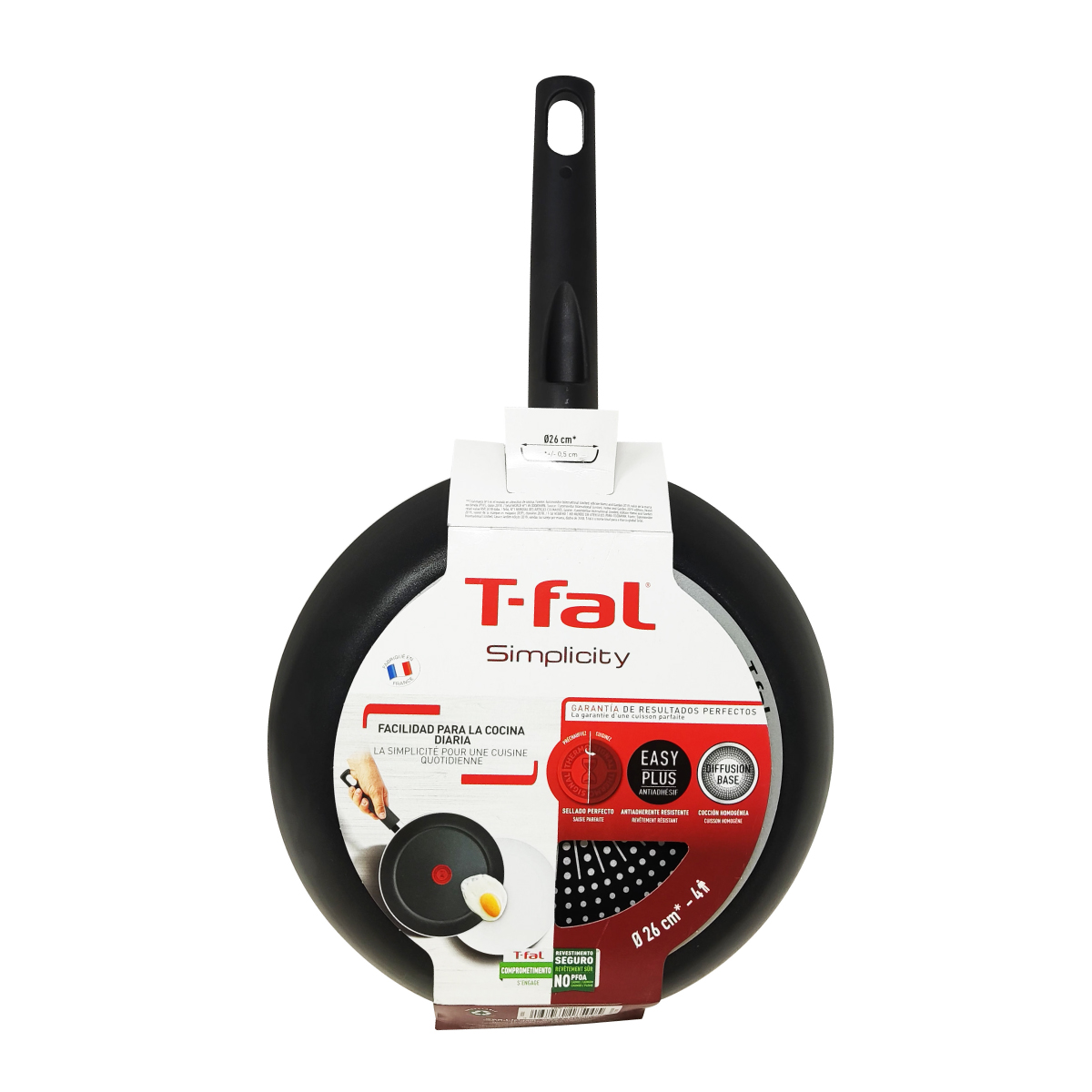 Sartén 26 Cm Antiadherente Simplicity Negro T-fal B5750582