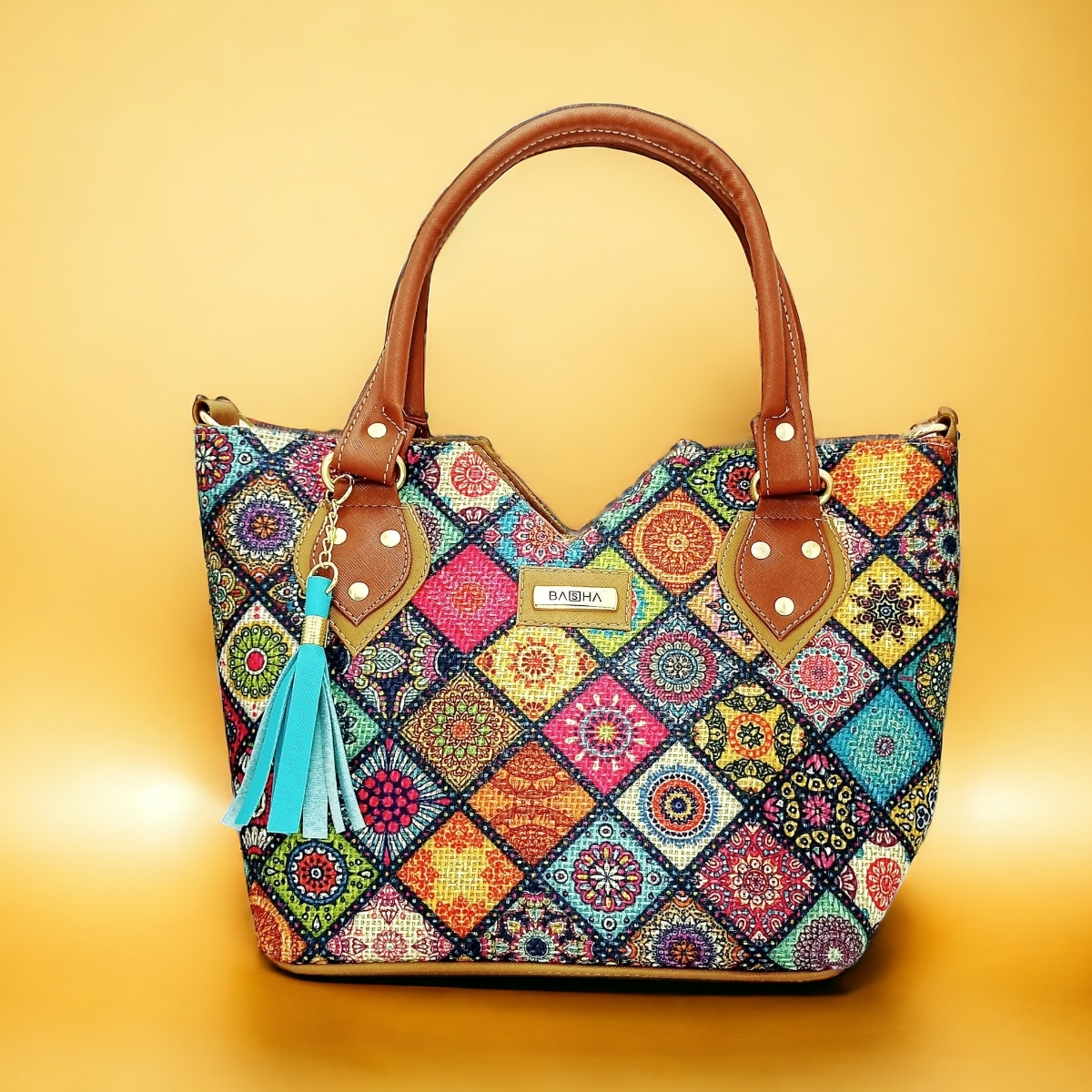 Juego de Bolsa y Cartera artesanales Sandy Bambú de yute