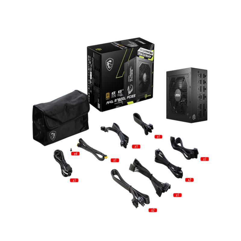 Fuente de Poder MSI MAG A750GL PCIE5 750W 80 Plus Gold Full Modular