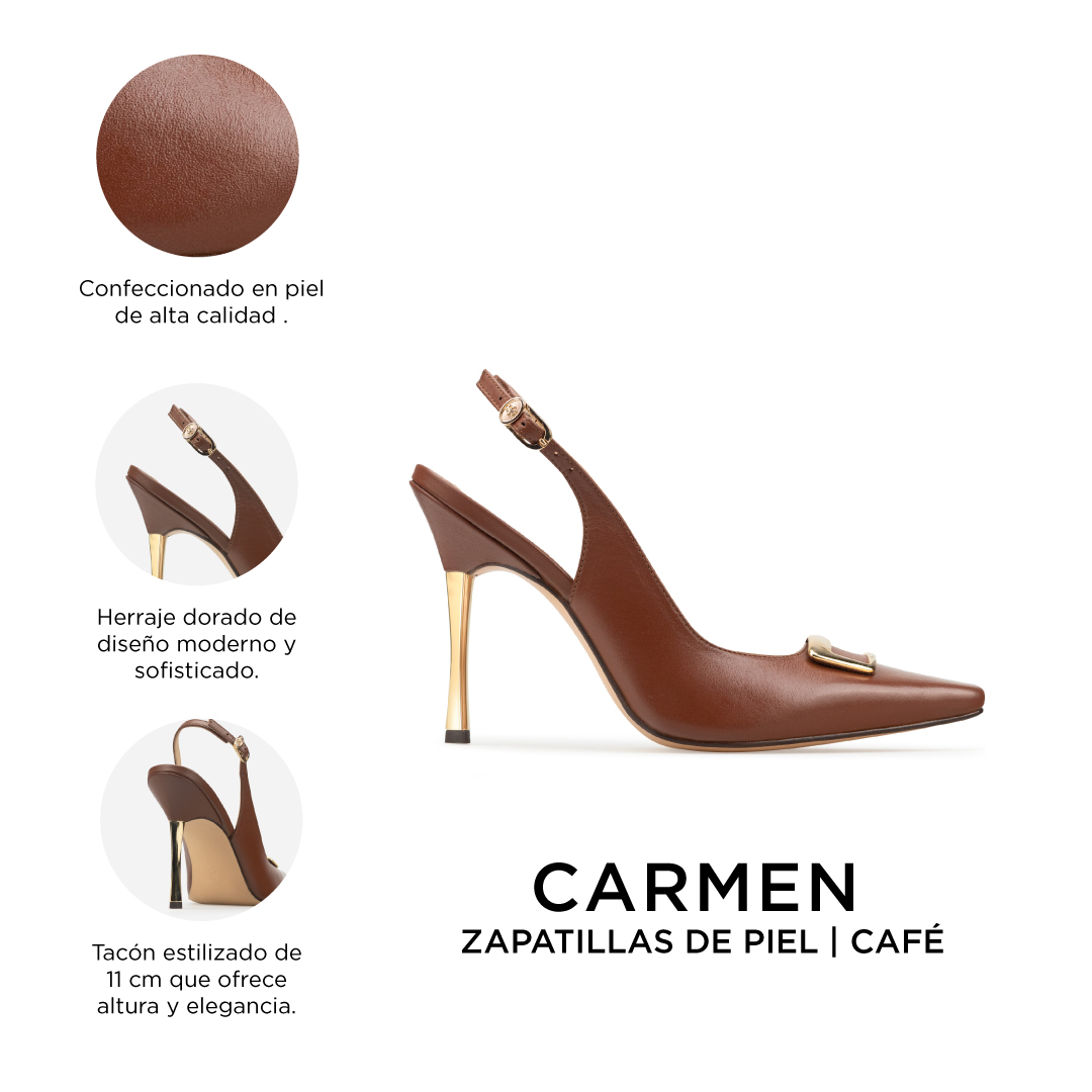 Zapatillas De Tacón Elegantes Para Mujer De Piel Davenia Mod. Carmen