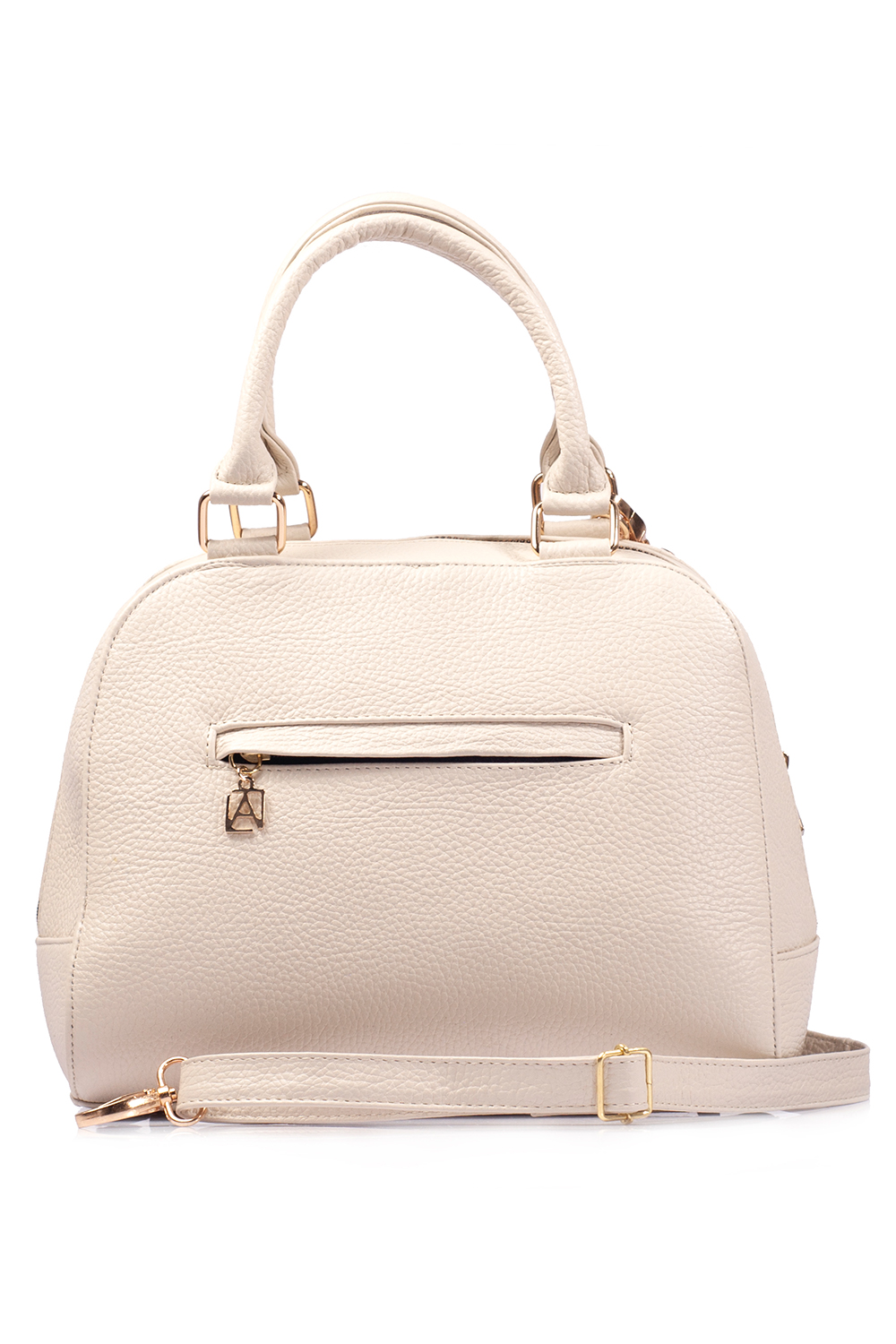 Bolso satchel A ÁNGELOZANO, bolso de piel, bolso de dama, piel grabada tipo cincelado, color hueso, Modelo Elsa