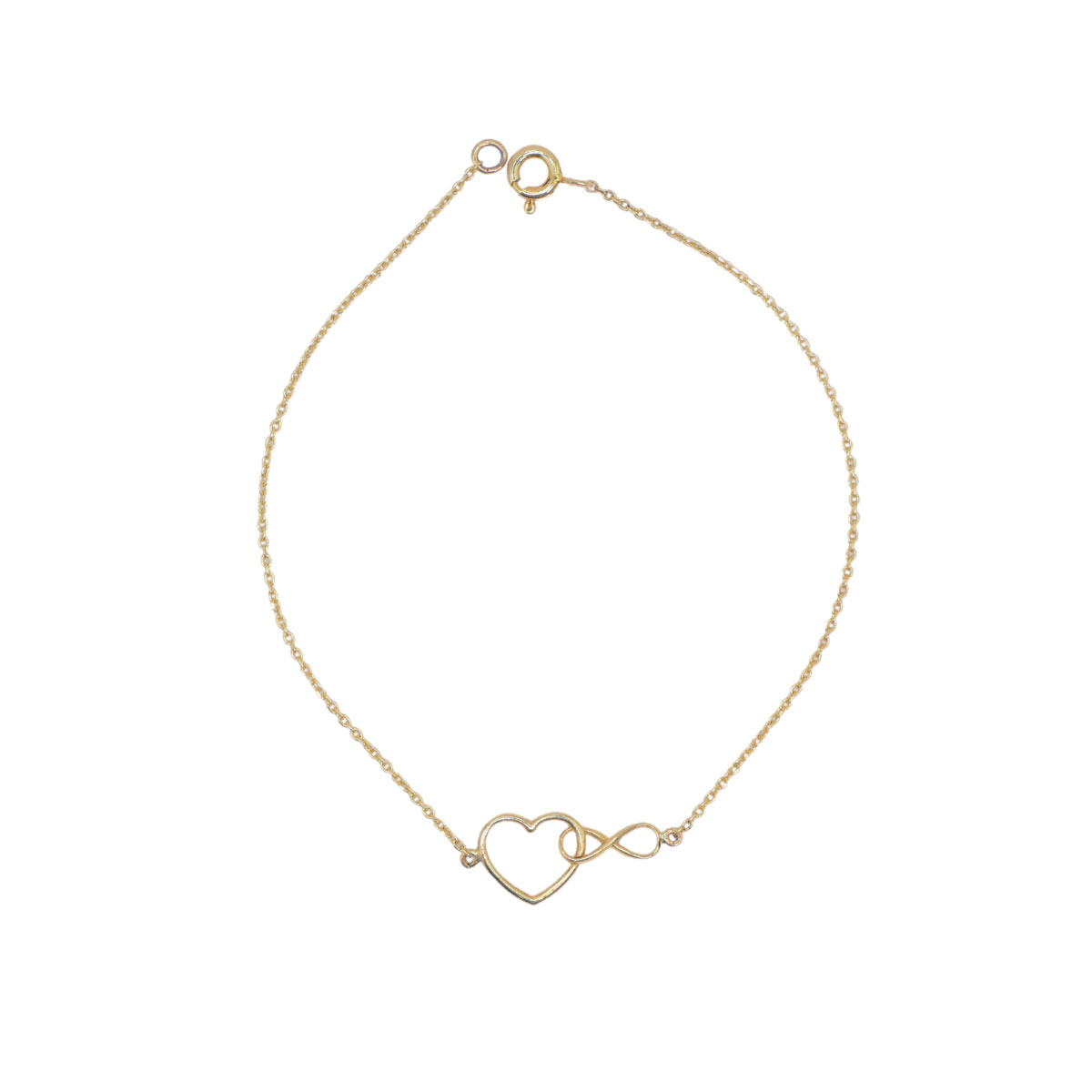 Pulsera corazón infinito de oro 10k de mujer. Incluye certificado y caja de regalo de la joyería.