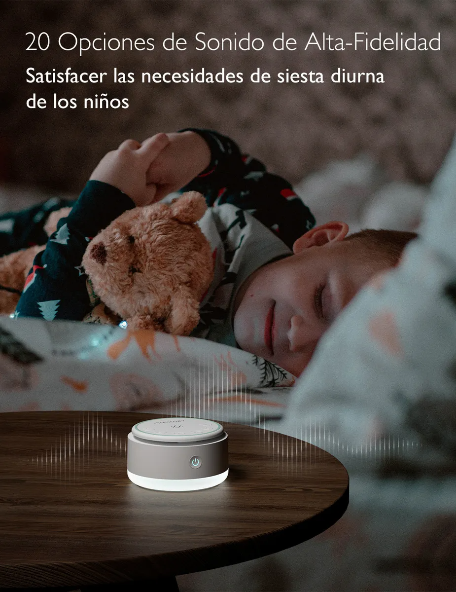 Momcozy Máquina de Ruidos Blancos Portátil para Bebés y Adultos, con 20 Sonidos y Luz Nocturna Máquina de Sonidos para Que el Bebé Duerma