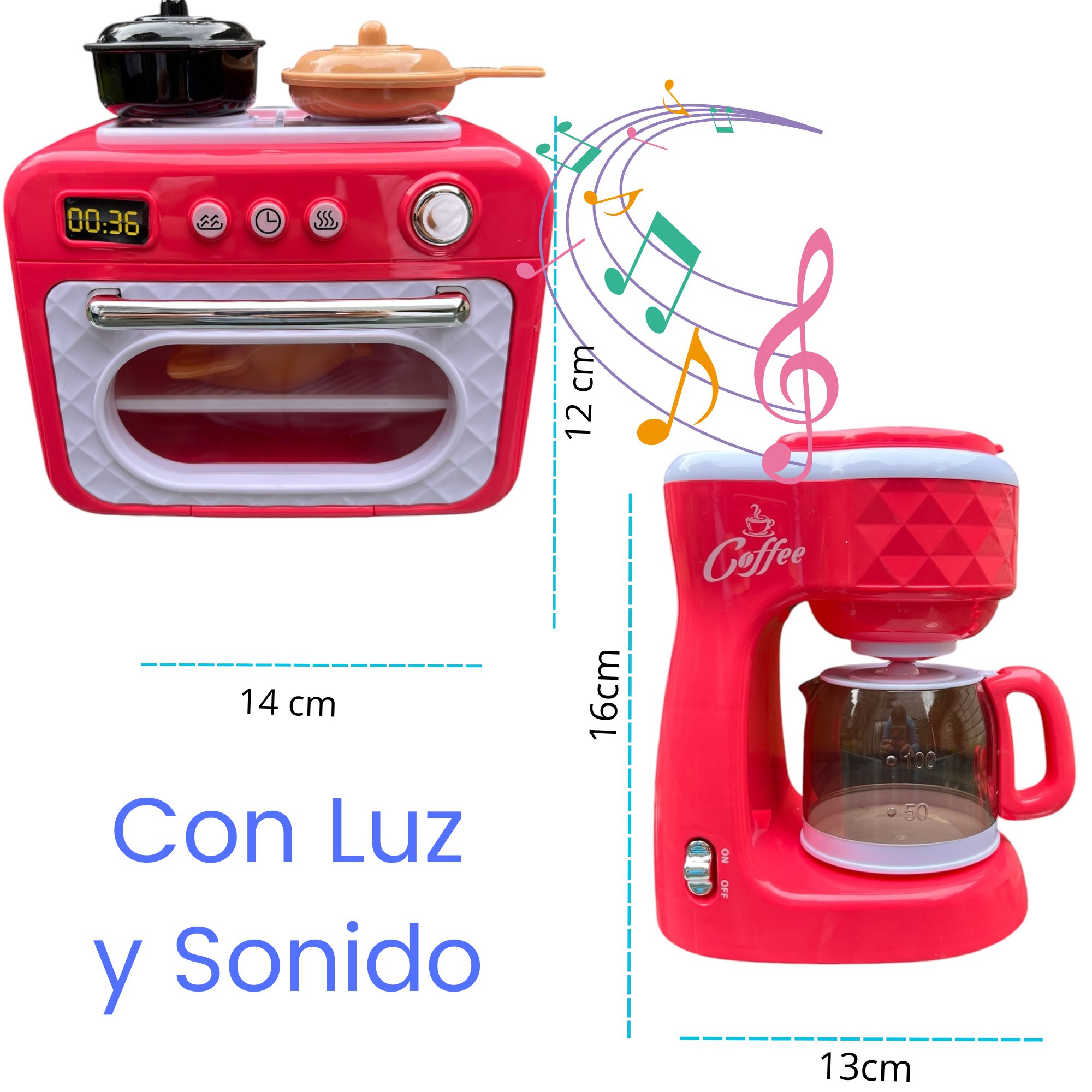 Set Juguete Cocinita Licuadora,  Hornito Electrodomésticos de Juguete Color Rosa.