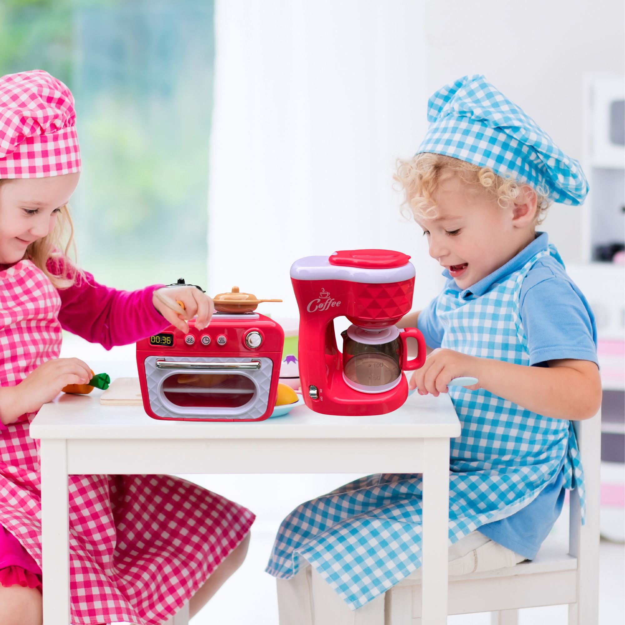 Set Juguete Cocinita Licuadora,  Hornito Electrodomésticos de Juguete Color Rosa.