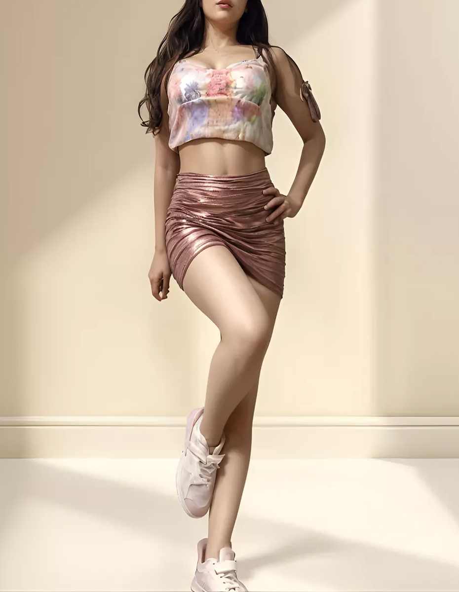 Minifalda corrugada rosa